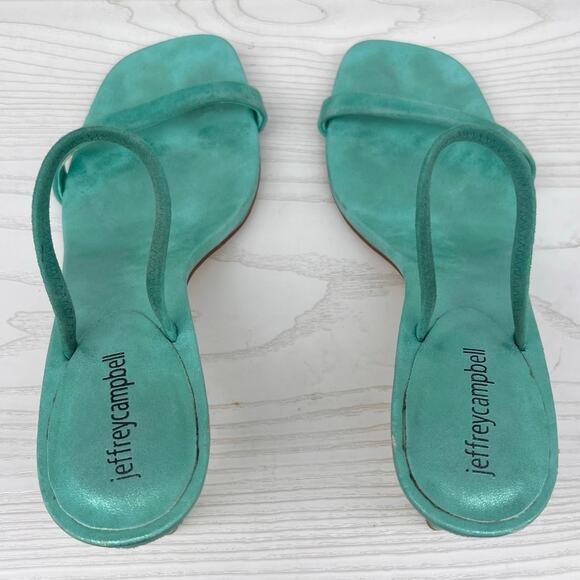 Jeffrey Campbell Hera-Hi Sandals Seafoam Green Metallic Combo Size 9 - Picture 6 of 10